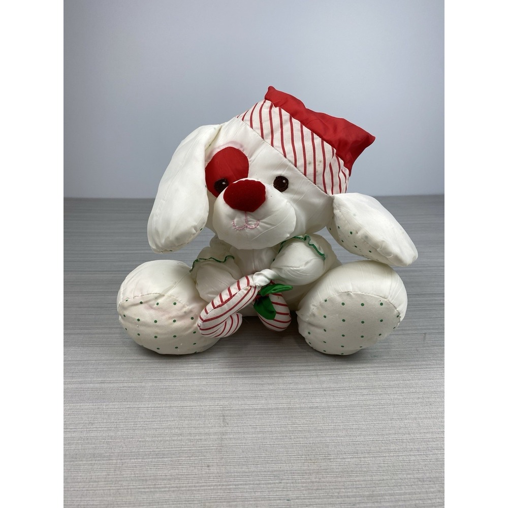 Fisher Price Puffalump Puppy Dog Plush Candy Cane Nylon Christmas Holiday Toy